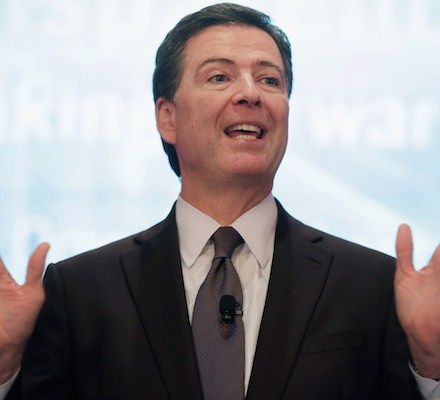 WASHINGTON, DC - SEPTEMBER 19:  Federal Bureau of Investigation Director James Comey addresses the Intelligence and National Security Summit at the Omni Shoreham Hotel September 19, 2014 in Washington, DC. After one year on the job, Comey outlined his vision for the future of the FBI, including a bigger focus on cyber and the creation of a new intelligence office within the bureau.  (Photo by Chip Somodevilla/Getty Images)