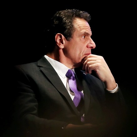NEW YORK, NY - MARCH 09: New York Governor Andrew Cuomo watches as former Vice President Al Gore speaks at an event at New York University, denouncing the Trump administration's proposal to open up new areas to offshore drilling, on March 9, 2018 in New York City. The two Democrats spoke on the negative environmental impact drilling, spills and underwater blasts could have on New York City.  (Photo by Spencer Platt/Getty Images)