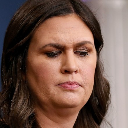 White House press secretary Sarah Huckabee Sanders pauses while speaking to the media during the daily press briefing in the Brady Press Briefing Room of the White House, Thursday, June 14, 2018. (AP Photo/Pablo Martinez Monsivais)