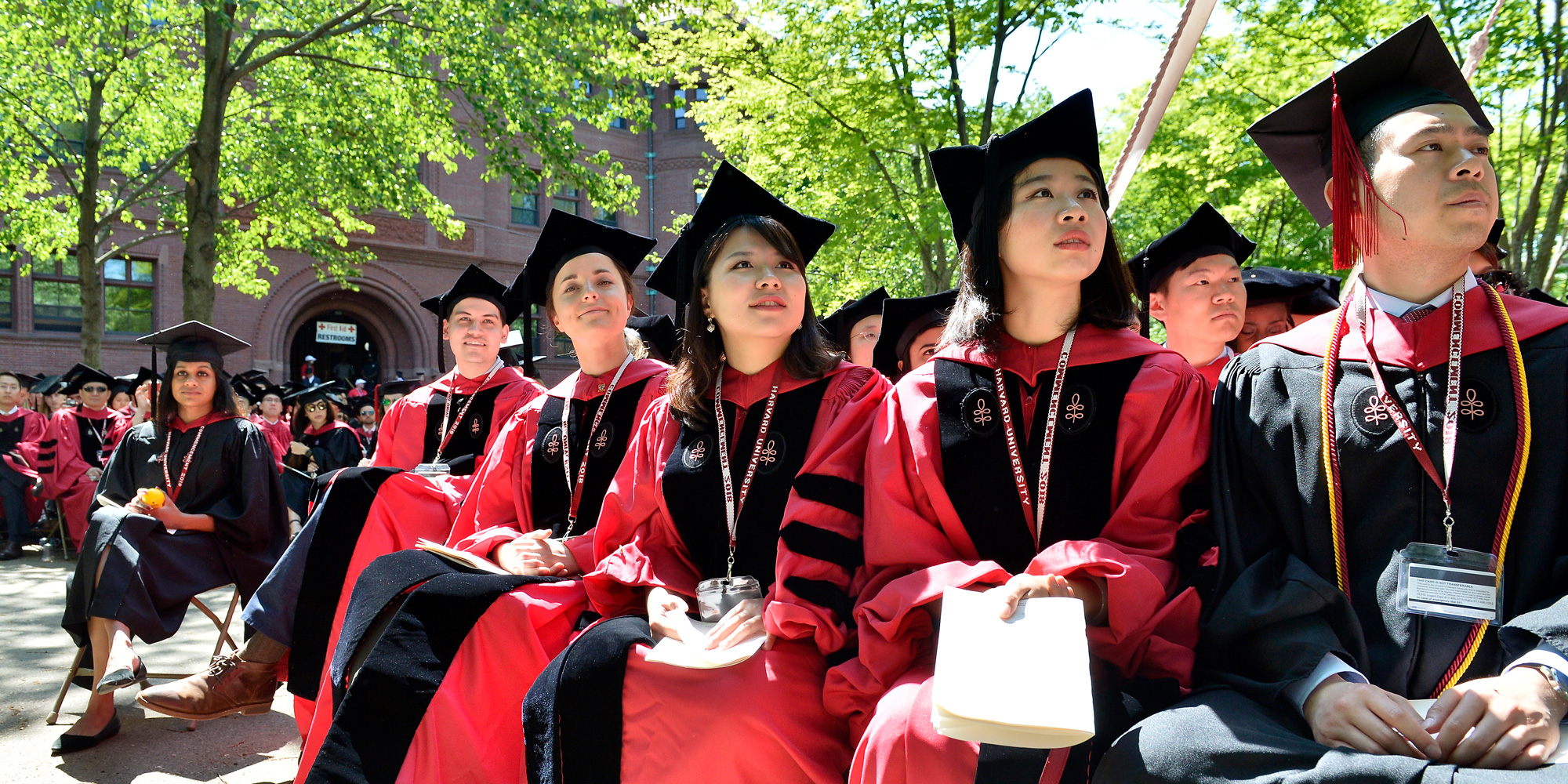 CAMBRIDGE, MA - MAY 24:  Students attend at the Harvard University 2018 367th Commencement exercises at Harvard University on May 24, 2018 in Cambridge, Massachusetts.  Receiving Honorary Degrees in 2018 are Sallie Chisholm, Rita Dove, Harvey Fineberg, Ricardo Lagos, George Lewis, Twyla Tharp and Wong Kar Wai. Representative John Lewis also attended.  (Photo by Paul Marotta/Getty Images)