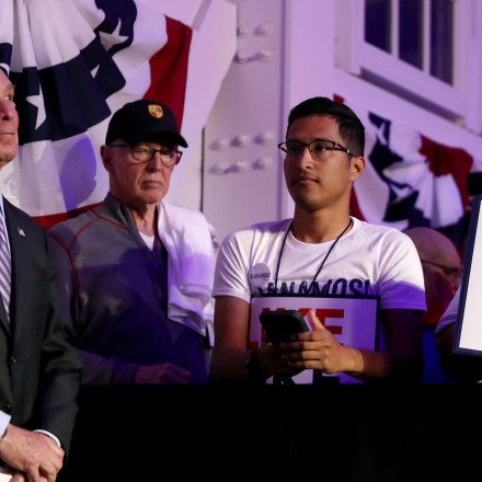 SAN ANTONIO, TX - MARCH 01:  Democratic presidential candidate, former New York City mayor Mike Bloomberg waits to be introduced during his campaign rally at Hangar 9 on March 1, 2020 in San Antonio, Texas. Bloomberg is campaigning before voting starts on Super Tuesday, March 3. (Photo by Joe Raedle/Getty Images)