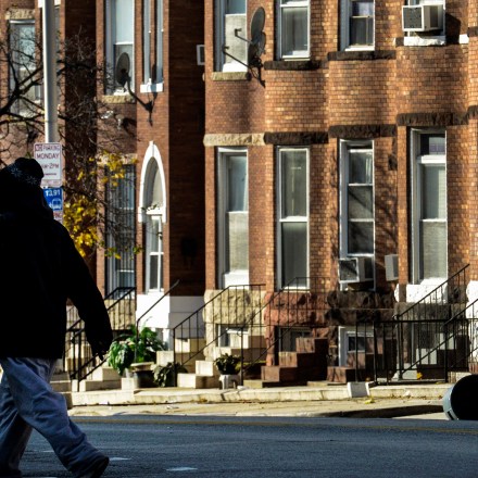 A view of row houses along West North street on December, 03, 2015 in Baltimore, MD.