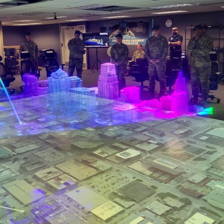 Fort Leavenworth, Kansas Army augmented reality demonstration at the National Simulation Center’s Combined Arms Center-Training Innovation Facility, 2023.