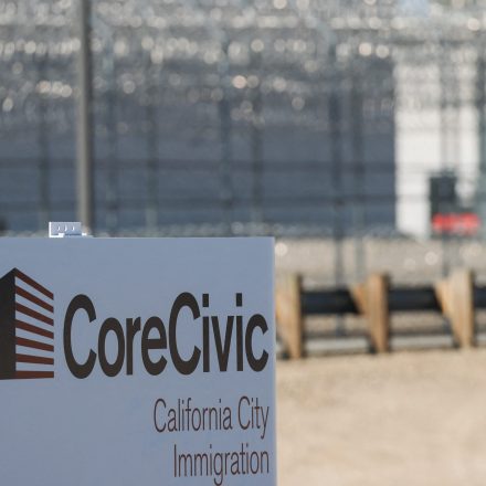 The CoreCivic, Inc. California City Immigration Processing Center stands in the Kern County desert awaiting reopening as a federal immigrant detention facility under contract with the US Immigration and Customs Enforcement (ICE) in California City, California on July 10, 2025. (Photo by Patrick T. Fallon / AFP) (Photo by PATRICK T. FALLON/AFP via Getty Images)
