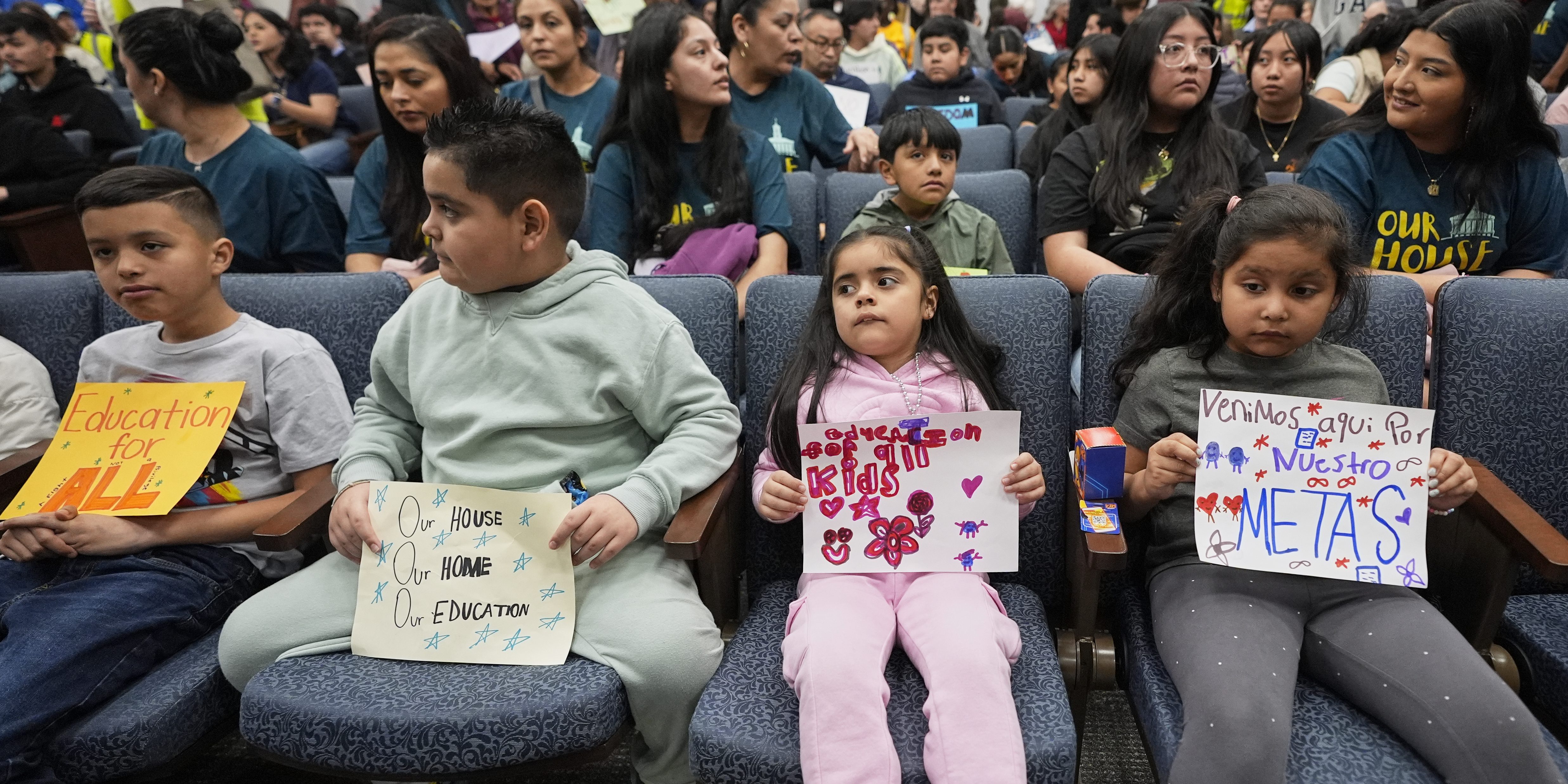 Children attend a House meeting of the Education K-12 subcommittee Tuesday, March 11, 2025, in Nashville, Tenn. (AP Photo/George Walker IV)