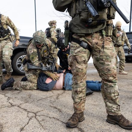 MINNEAPOLIS, UNITED STATES - JANUARY 09: Federal agents clash and arrest protestors outside an ICE facility during a protest against U.S. Immigration and Customs Enforcement (ICE), after a U.S. immigration agent shot and killed a 37-year-old woman in her car in Minneapolis, Minneapolis, MN, U.S., January 9, 2026. (Photo by Mostafa Bassim/Anadolu via Getty Images)