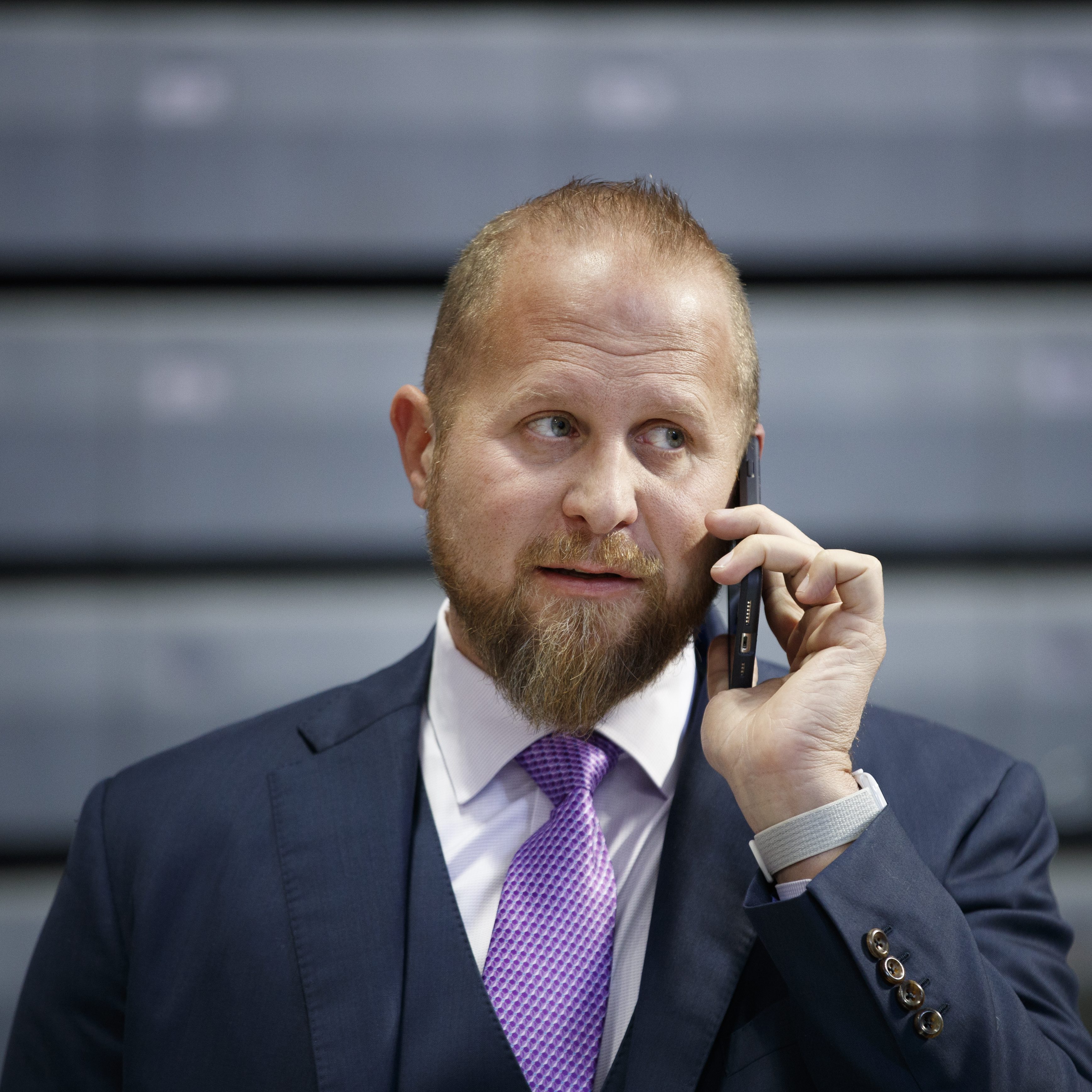 DES MOINES, IA - JANUARY 30: Brad Parscale, campaign manager for President Donald Trump's re-election campaign, speaks on the phone ahead a campaign rally inside of the Knapp Center arena at Drake University on January 30, 2020 in Des Moines, Iowa. President Donald Trump will later host a campaign rally at Drake University ahead of the Iowa Caucuses. (Photo by Tom Brenner/Getty Images)