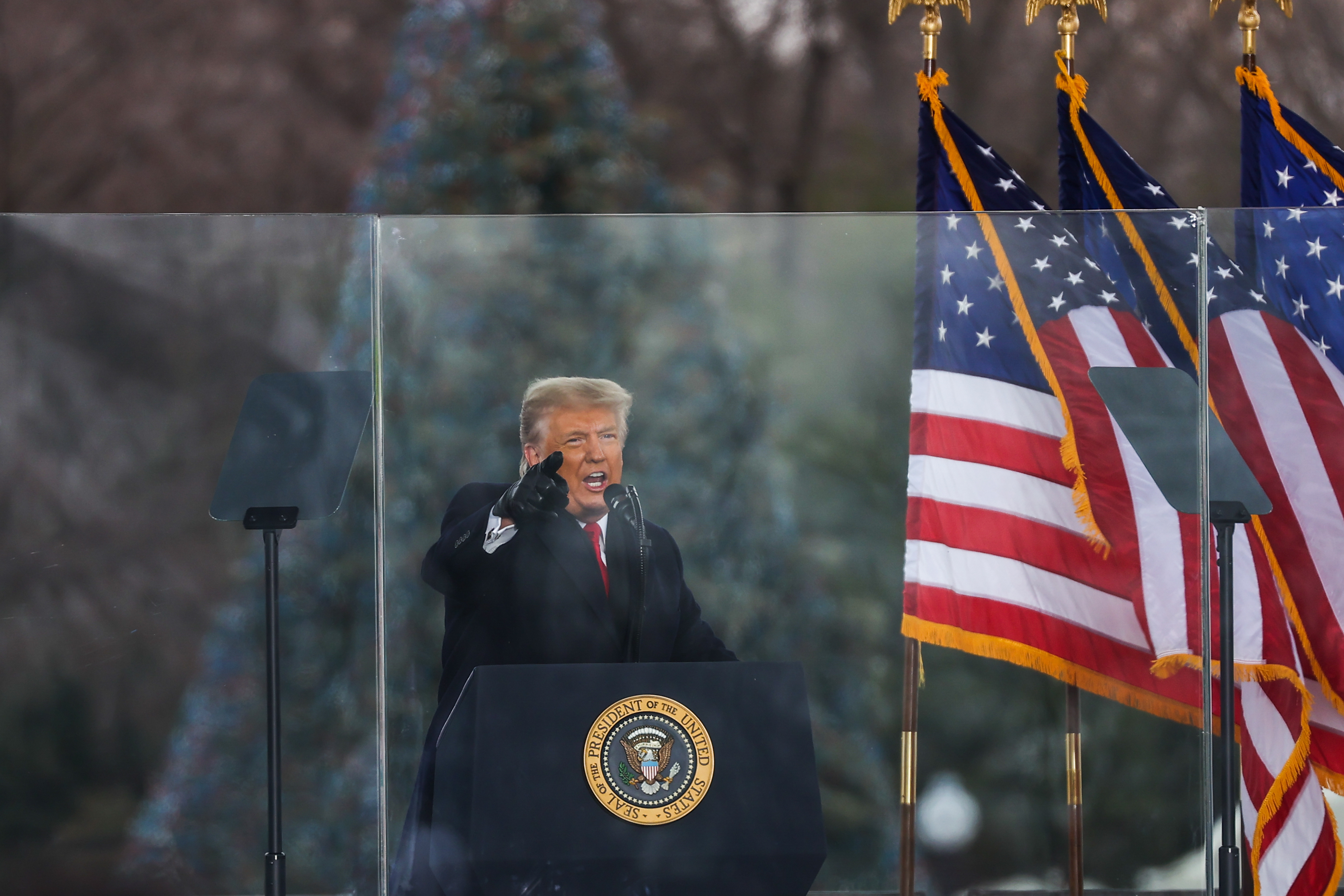 WASHINGTON D.C., USA - JANUARY 6: US President Donald Trump speaks at "Save America March" rally in Washington D.C., United States on January 06, 2021. (Photo by Tayfun Coskun/Anadolu Agency via Getty Images)