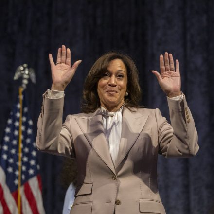 DETROIT, MICHIGAN - APRIL 18: Former Vice President Kamala Harris speaks at the 38th Annual Michigan Democratic Women's Caucus Legacy Luncheon on April 18, 2026 in Detroit, Michigan. Michigan will be a closely watched state in the 2026 midterm elections, with statewide races being held for Governor, Attorney General, and Secretary of State, and national races for U.S. Congress and an open U.S. Senate seat. (Photo by Bill Pugliano/Getty Images)
