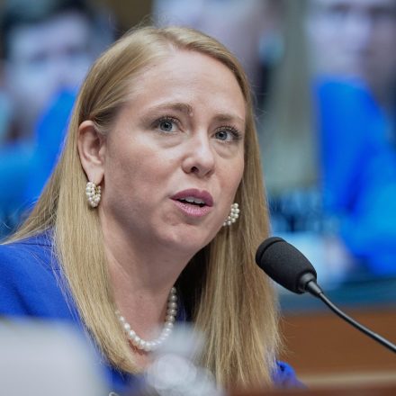 Andrea Lucas, nominee to be a member of the Equal Employment Opportunity Commission, testifies during a Senate Health, Education, Labor, and Pensions (HELP) Committee hearing, Wednesday, June 18, 2025, on Capitol Hill in Washington. (AP Photo/Mariam Zuhaib)