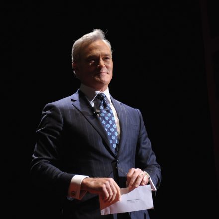 NEW YORK, NY - NOVEMBER 07:   Journalist Scott Pelley speaks onstage at the annual Freedom Award Benefit hosted by the International Rescue Committee at The Waldorf=Astoria on November 7, 2012 in New York City.  (Photo by Michael Loccisano/Getty Images for IRC)
