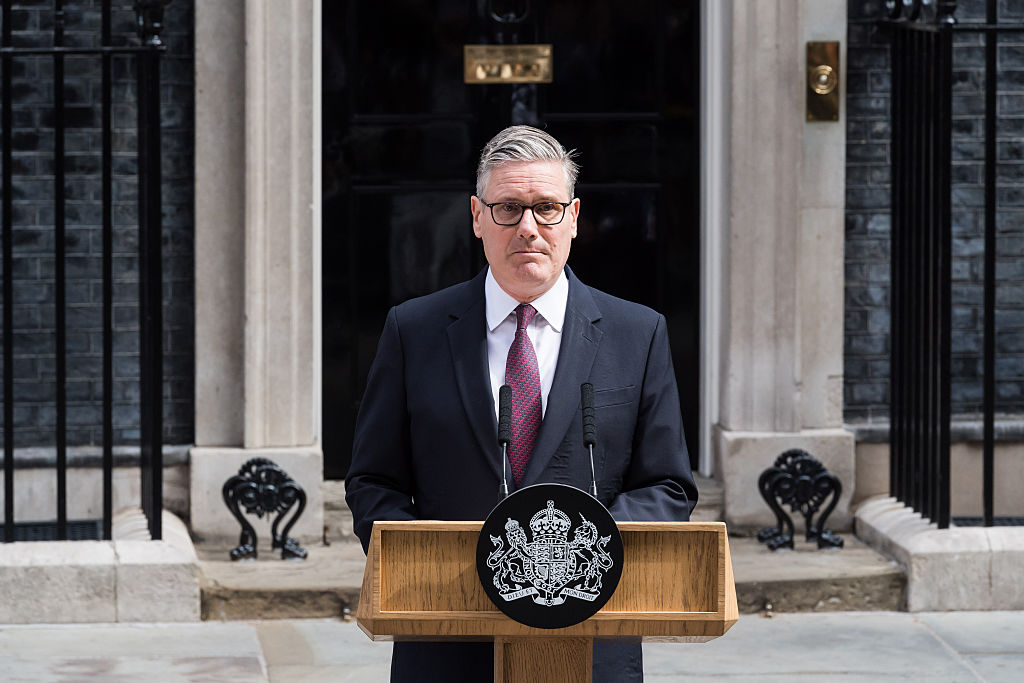  British Prime Minister Sir Keir Starmer gives a speech outside 10 Downing Street announcing his resignation and a timetable for his departure from office following mounting political pressure over heavy loses in the local elections and Andy Burnham's decisive win in the Makerfield by-election in London, United Kingdom on June 22, 2026. (Photo credit should read Wiktor Szymanowicz/Future Publishing via Getty Images)