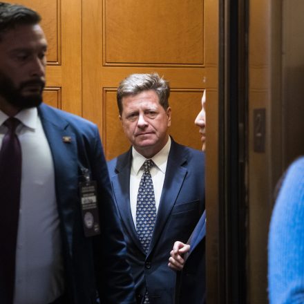 Jay Clayton, nominee to be director of national intelligence, is seen in an elevator at the U.S. Capitol on June 15, 2026. (Francis Chung/POLITICO via AP Images)