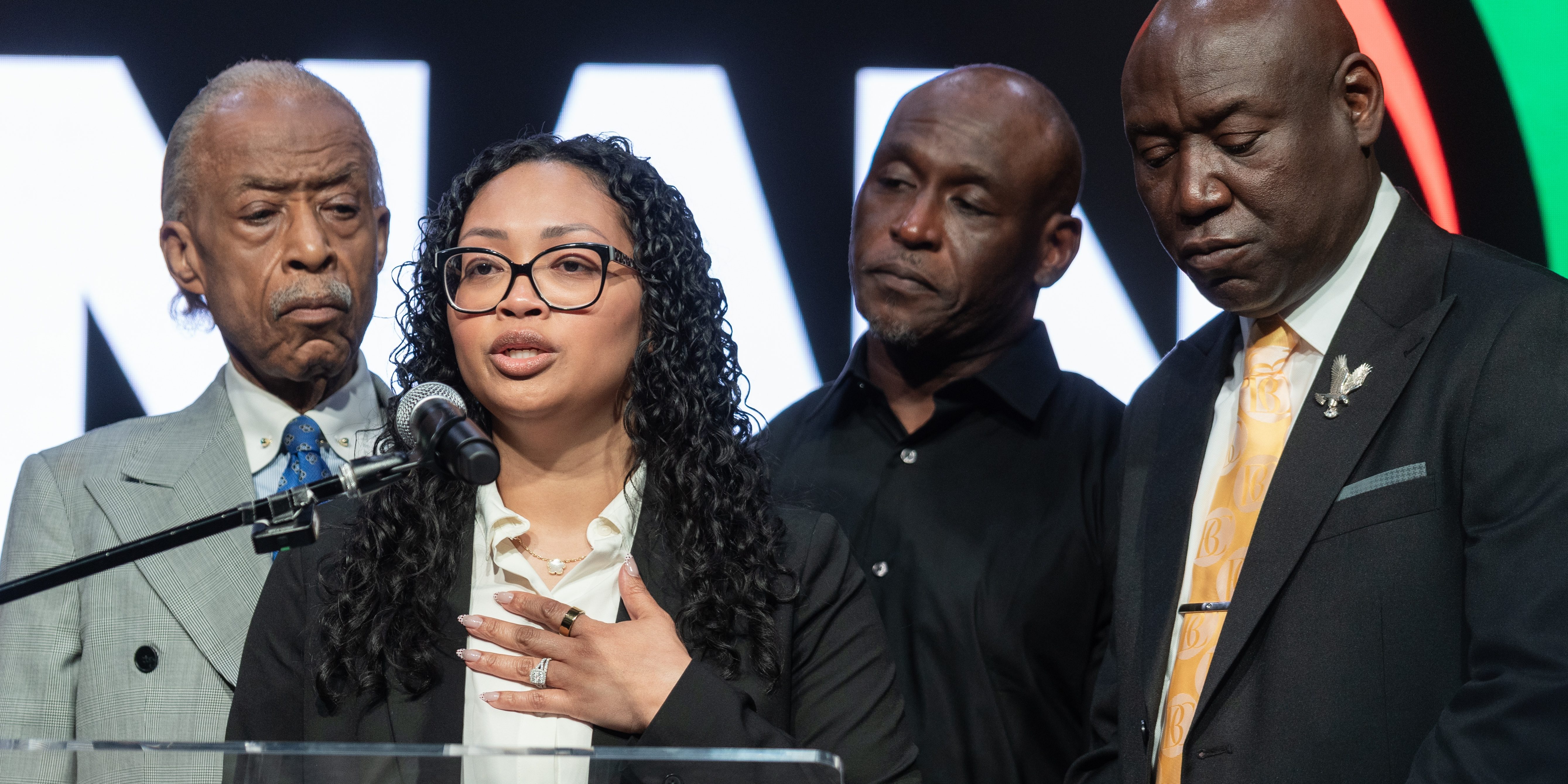 Nolan Wells' mother Chrstine Wonsley held a press conference with their lawyer Ben Crump and Rev. Al Sharpton after their son's mysterious death over the 4th of July weekend off the coast of Mississippi. New York City, NY. July 10, 2026.