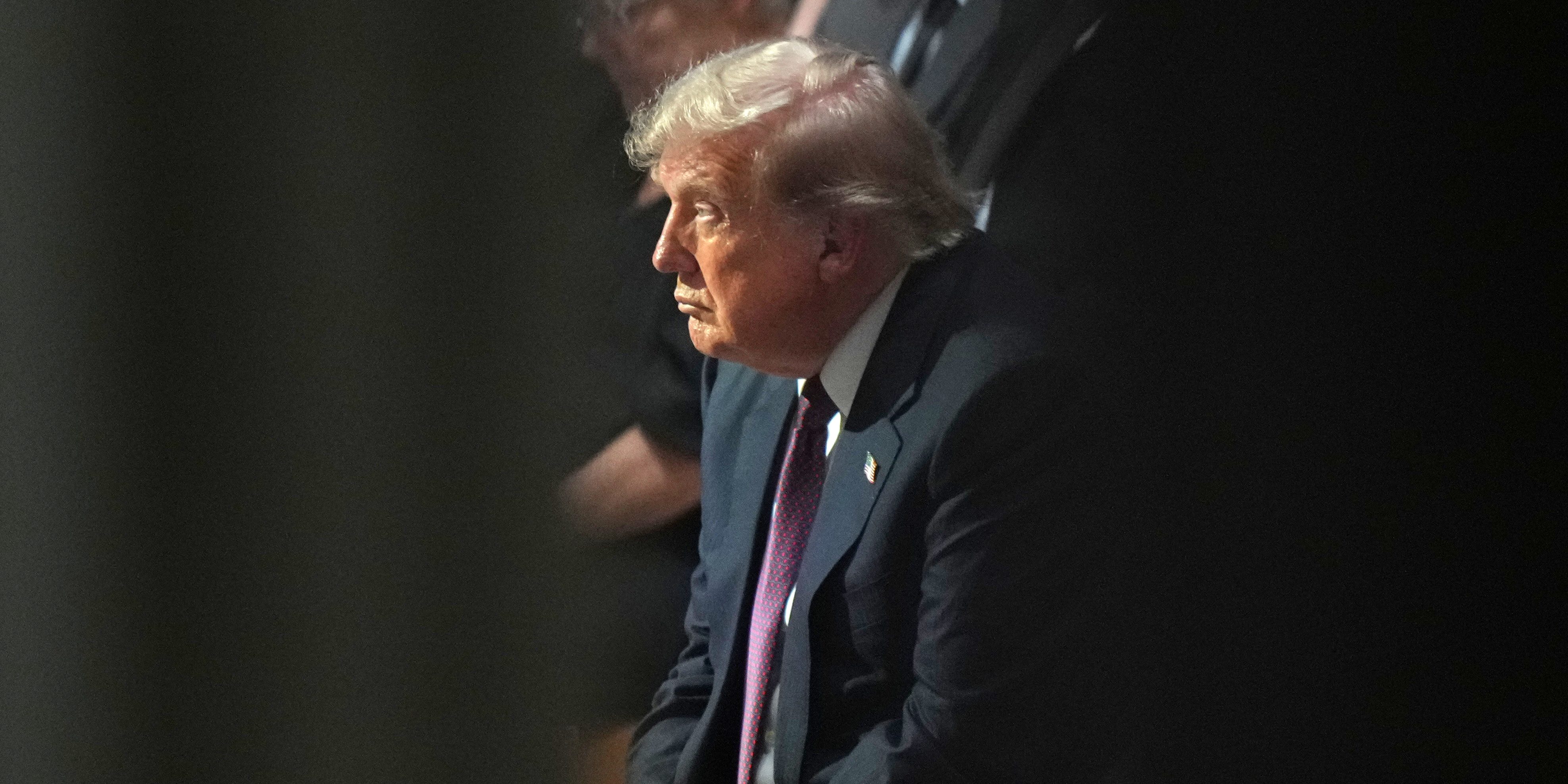 President Donald Trump attends the funeral of Sen. Lindsey Graham, R-S.C., at the Washington National Cathedral, Tuesday, July 28, 2026, in Washington.