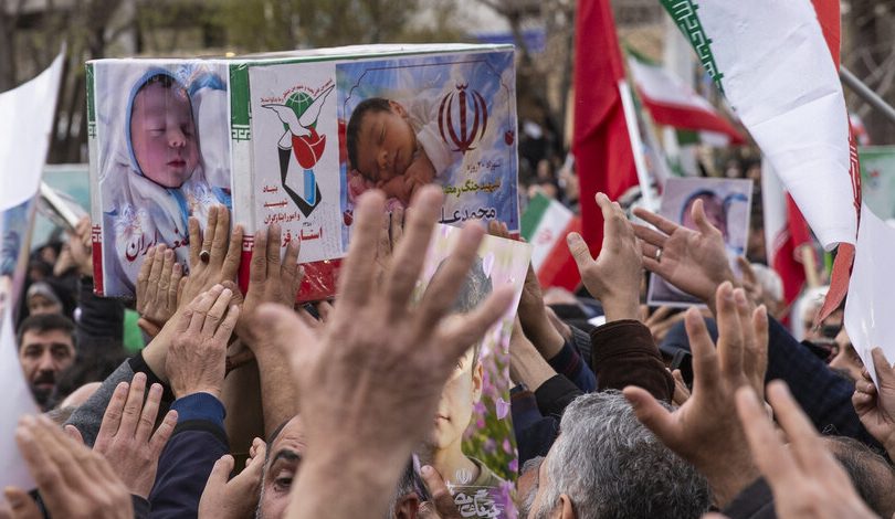Mourners at funeral of Mohammad Ali Kialha in Qazvin, Iran on March 23.