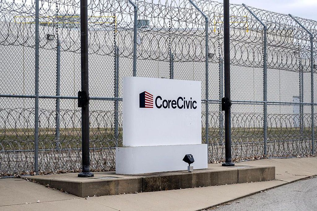 CoreCivic Midwest Regional Reception Center, formerly Leavenworth Detention Center, at 100 Hwy Terrace is seen on March 3, 2025, in Leavenworth, Kansas. (Emily Curiel/The Kansas City Star/Tribune News Service via Getty Images)